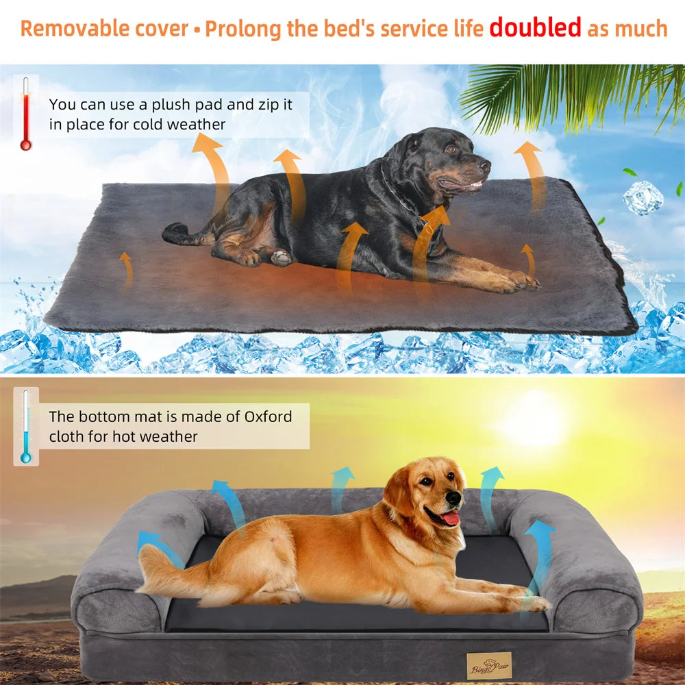 BORWARTCN Orthopedic Memory Foam Dog Bed Removable Cover