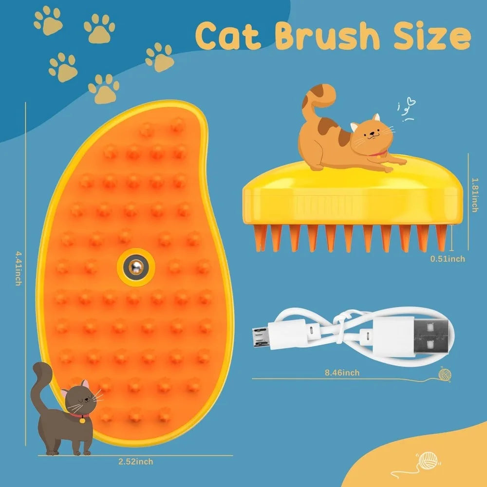 Cat Steam Brush for Pet Grooming and Self Cleaning