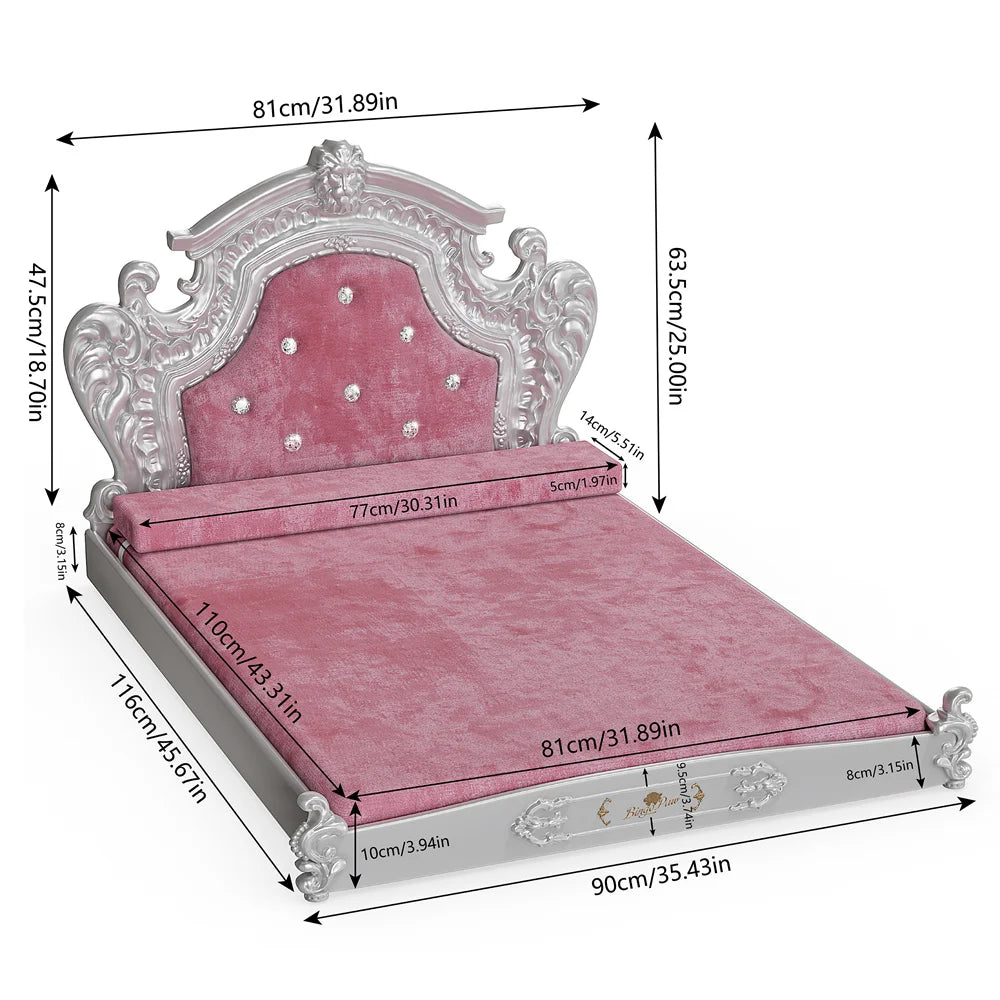 BORWARTCN Dutch Velvet Dog Bed With Headboard And Frame
