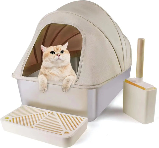 Large Enclosed Cat Litter Box with Leak-Proof Design