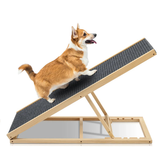 Foldable Wooden Dog Ramp Stairs Adjustable Height For Pets