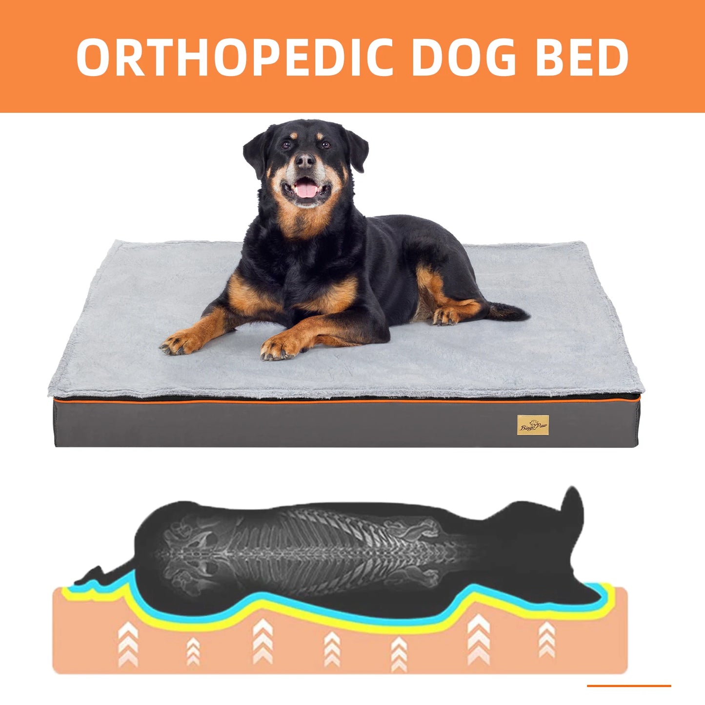 Bingopaw Waterproof Orthopedic Dog Bed Cushion