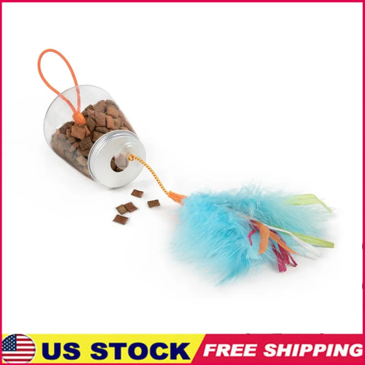 XMSJ Interactive Cat Toy Treat Dispenser with Feathers