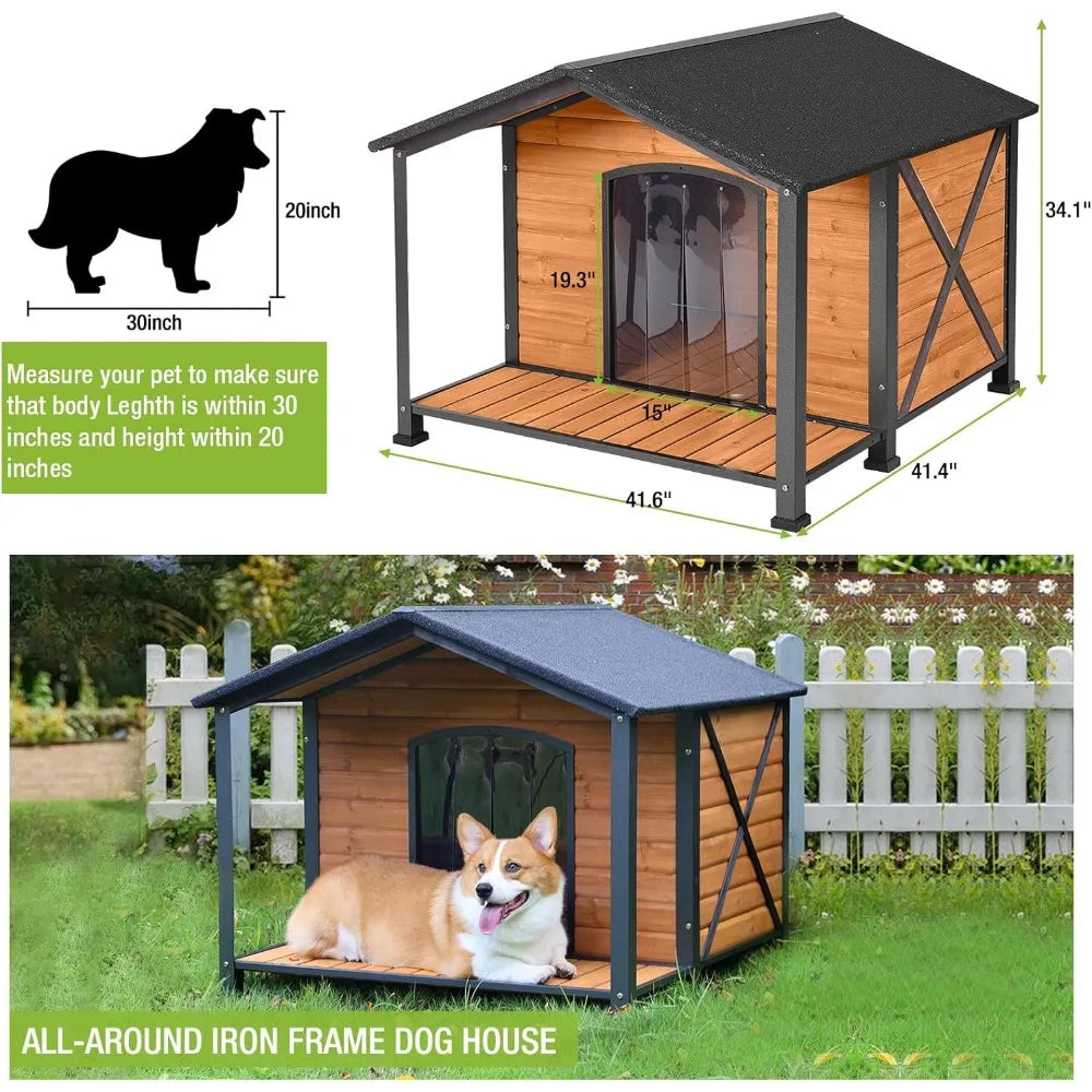 MKDK Large Insulated Dog House Outdoor Kennel for Winter
