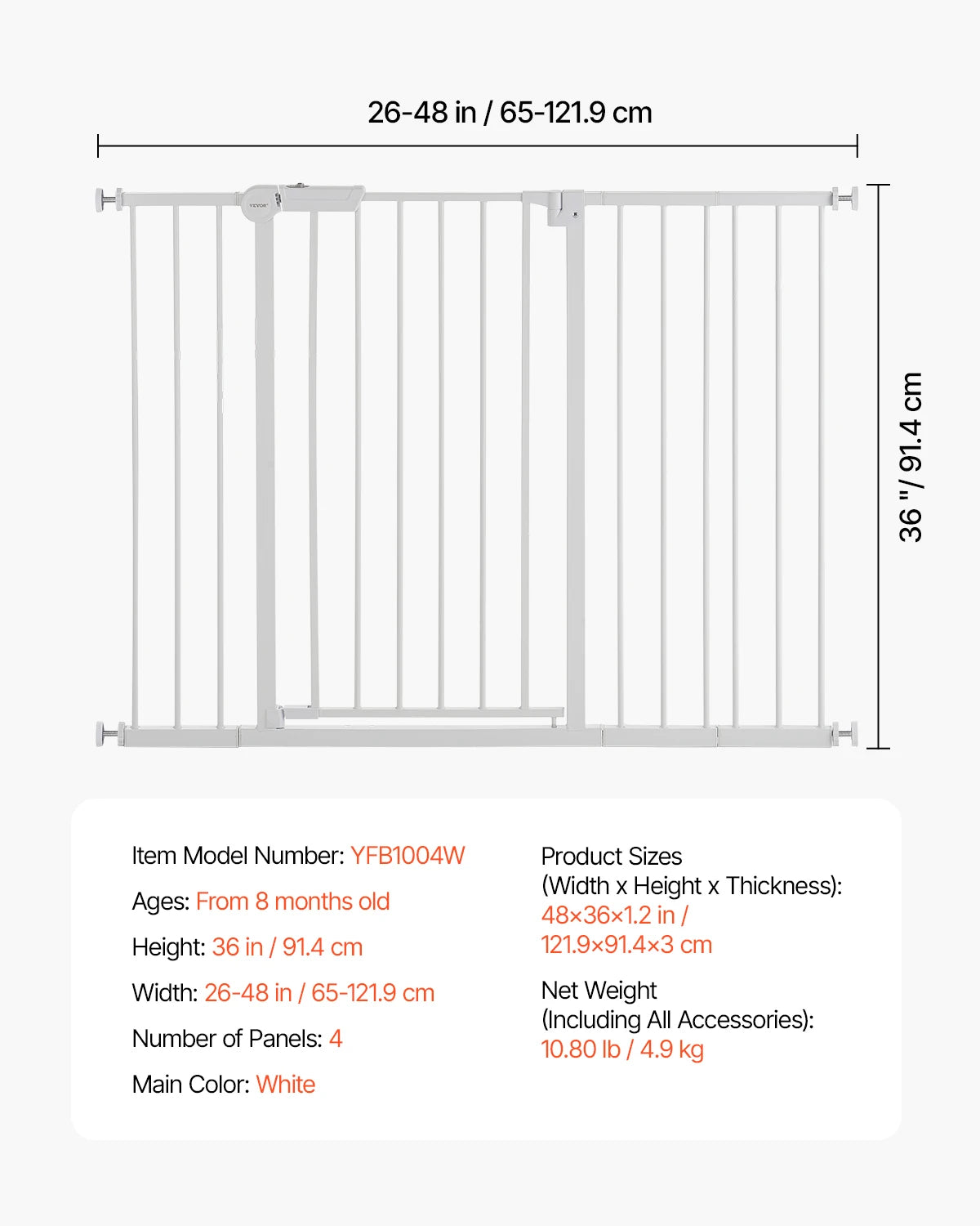 VEVOR Baby Gate Easy Step Walk Thru Dog Security