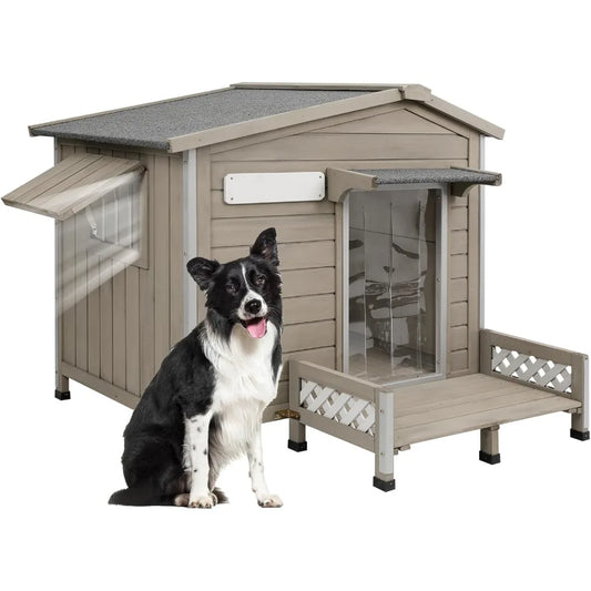 Dafify Outdoor Large Dog House with Porch and Removable Floor