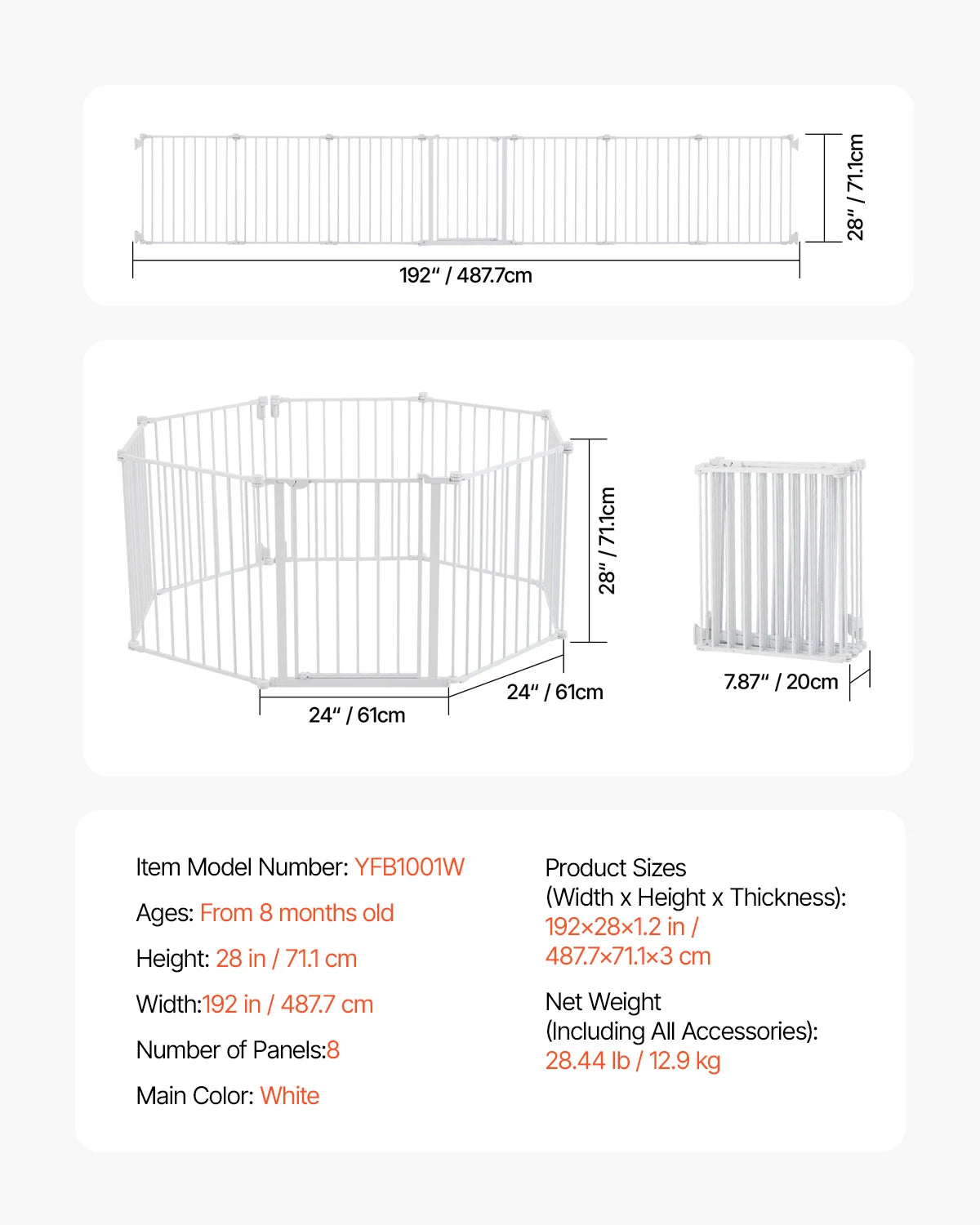 VEVOR Dog Gate Easy Step Walk Thru Security System