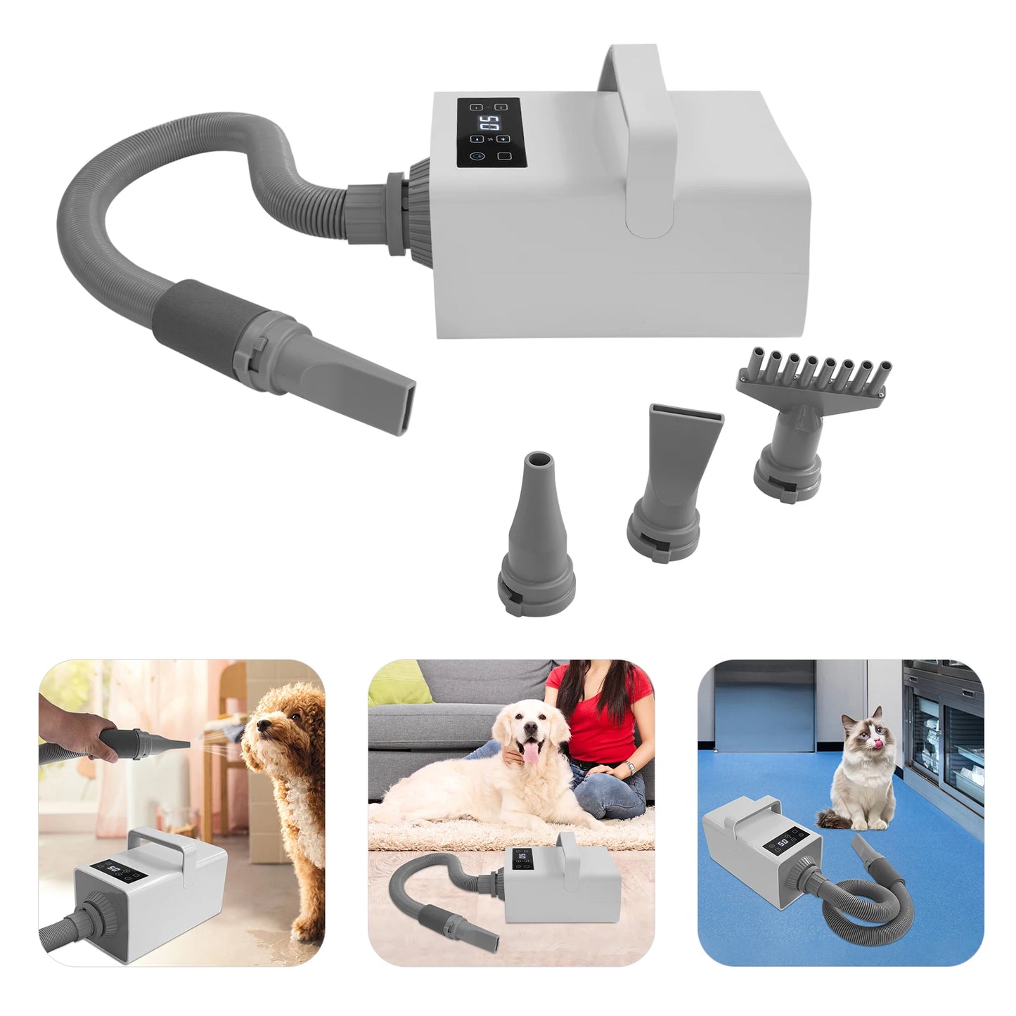2200W Pet Grooming Dryer with Adjustable Temp and LCD Display