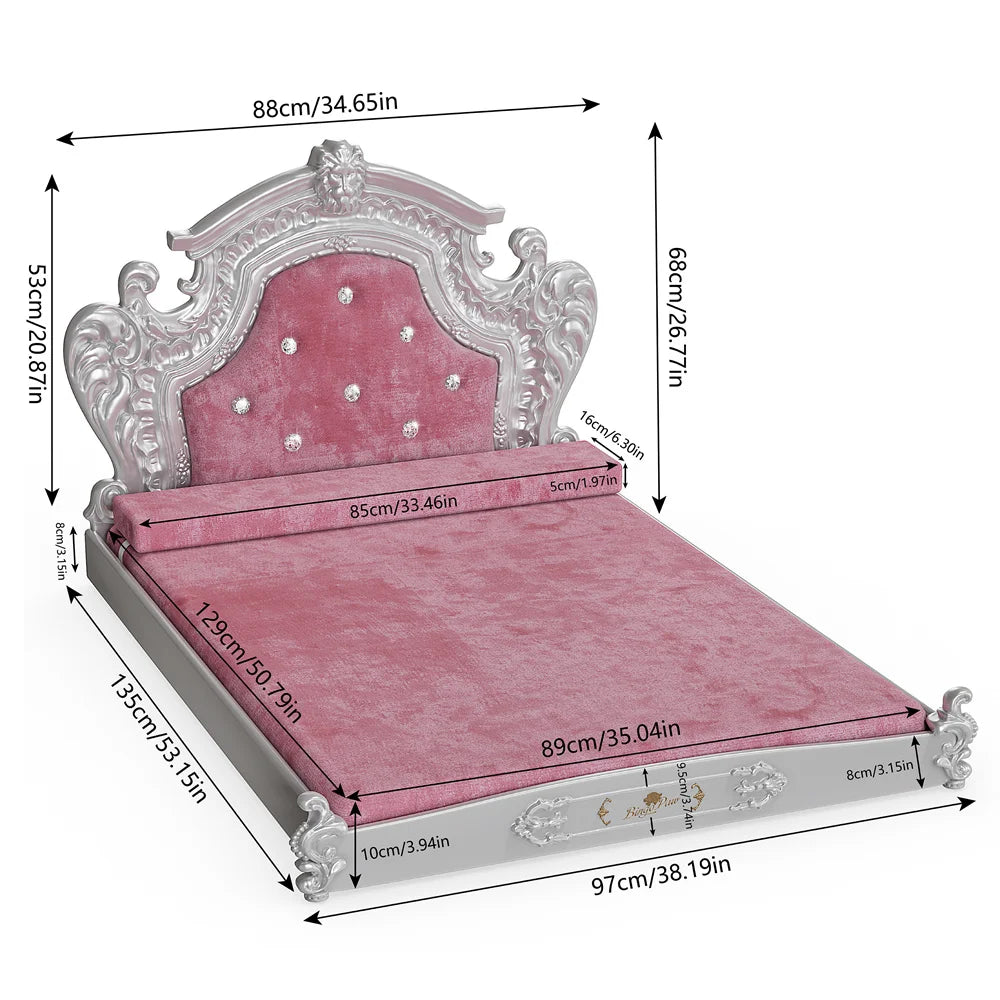 BORWARTCN Dutch Velvet Dog Bed With Headboard And Frame