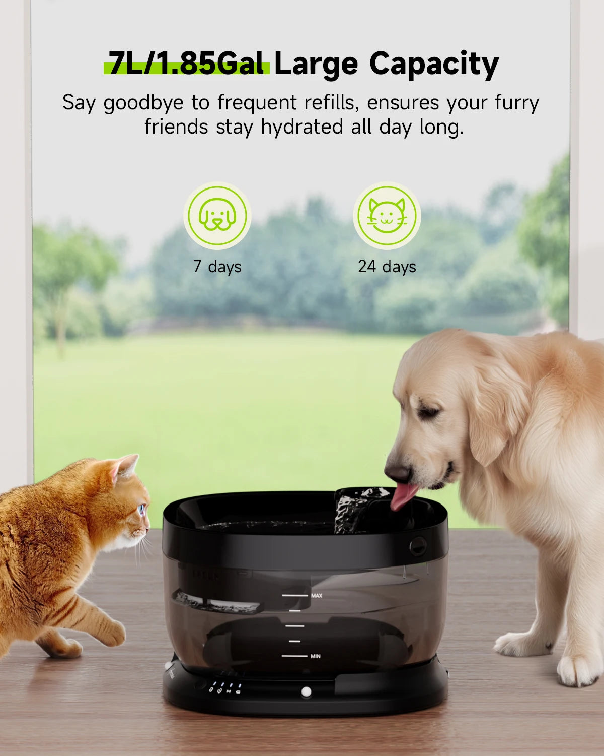 APETDOLA Wireless Dog Water Fountain Auto Sensor Dispenser