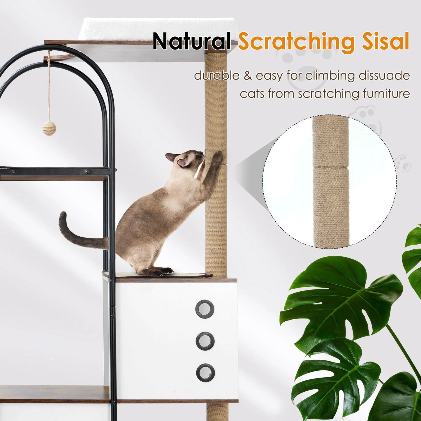 Modern Cat Tree Multi-Level Cat Condo with Scratching Posts