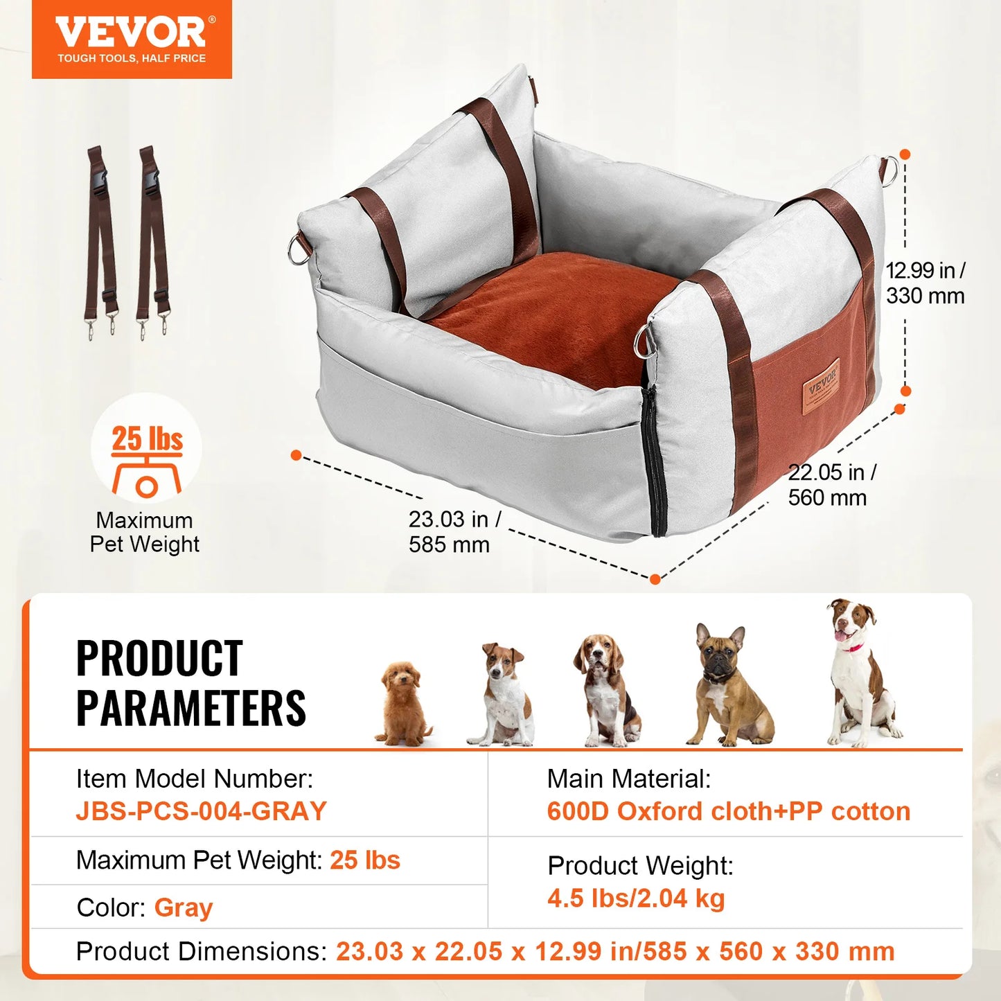 SucceBuy Dog Car Booster Seat Waterproof With Safety Leash