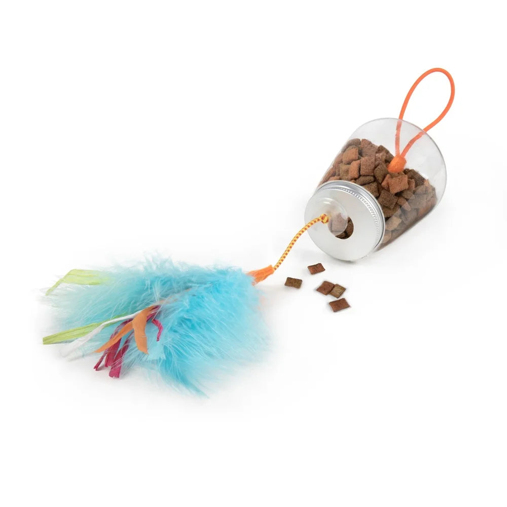 XMSJ Interactive Cat Toy Treat Dispenser with Feathers