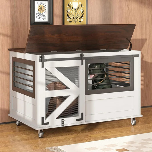 47 Inch Dog Crate Furniture with Top Access Doors