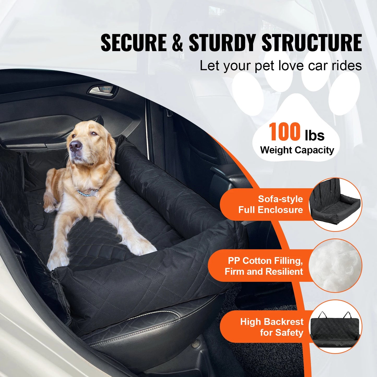 SucceBuy Dog Car Booster Seat Waterproof With Safety Leash