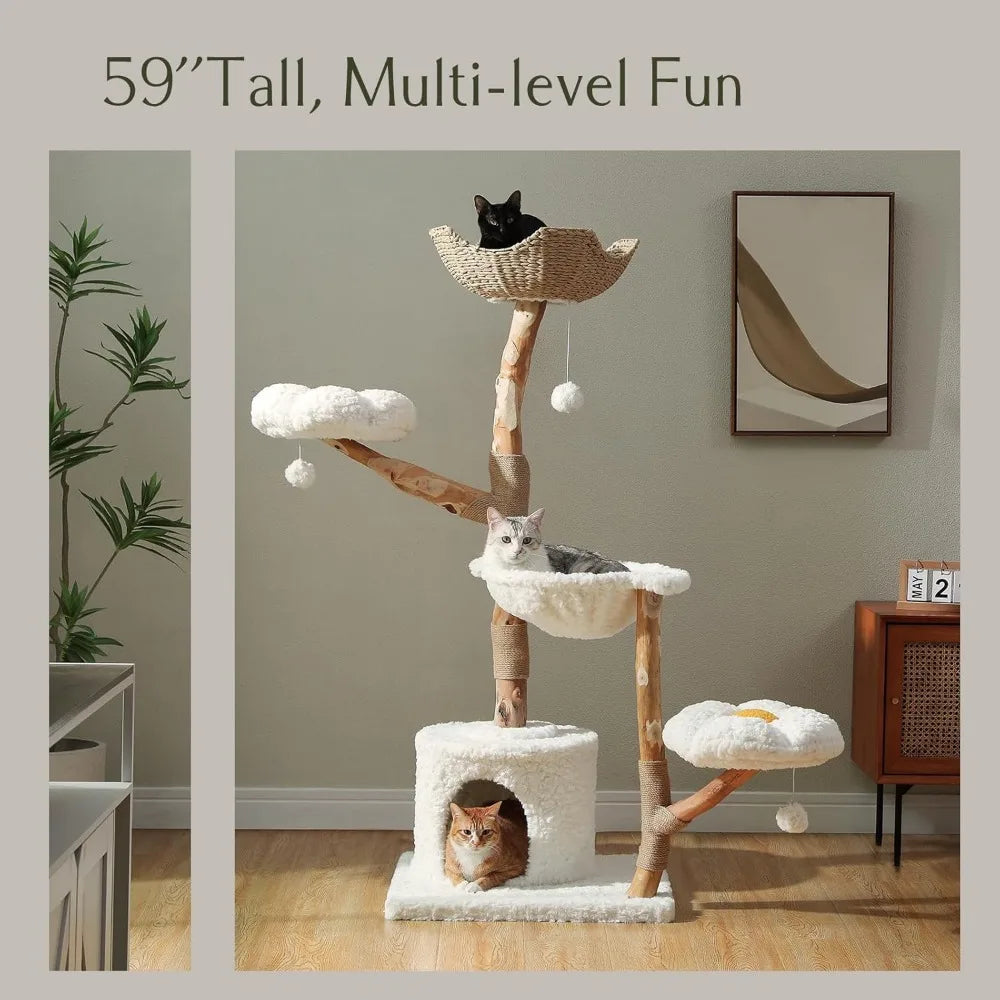 Dafify Cat Tree with Large Basket and Hammock