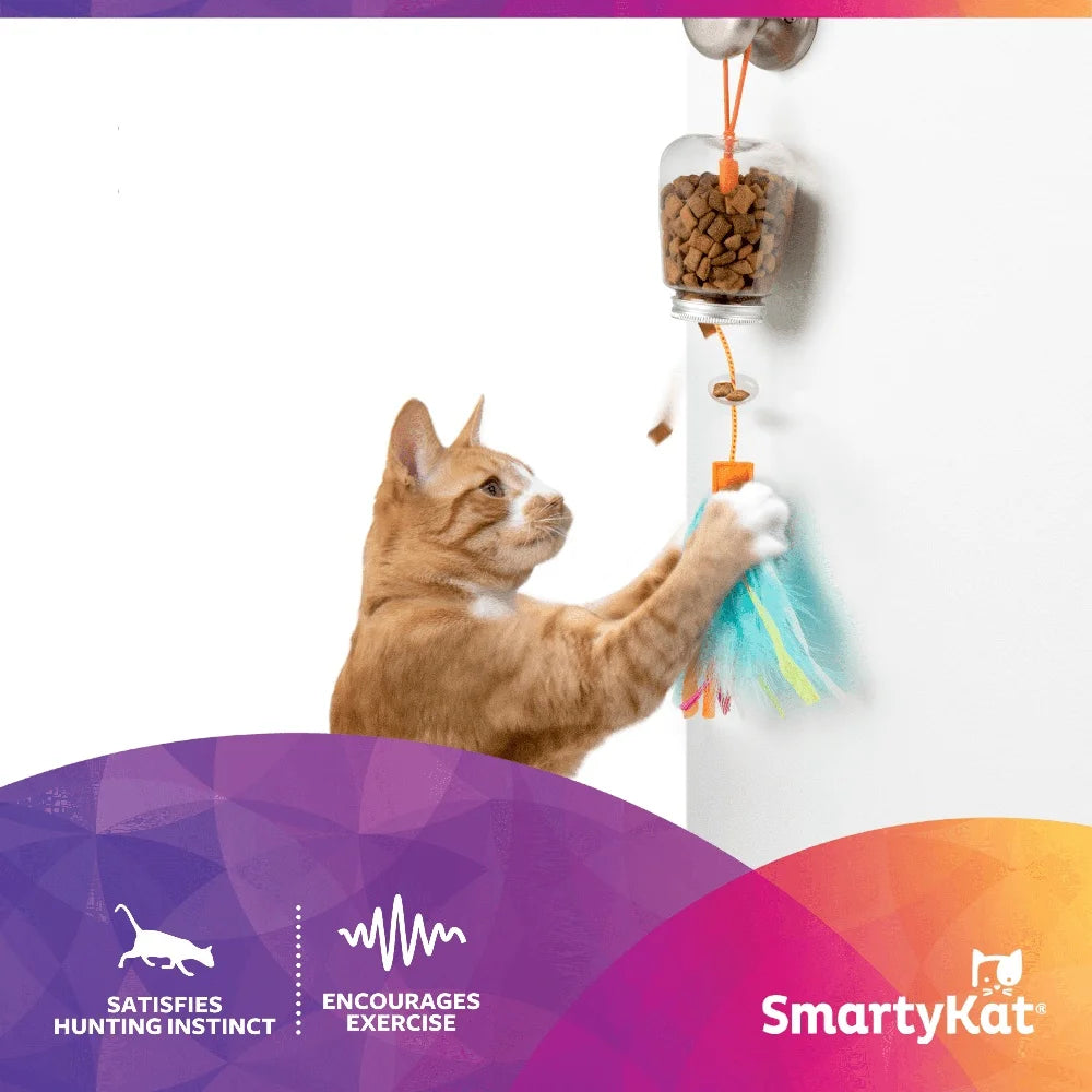 XMSJ Interactive Cat Toy Treat Dispenser with Feathers