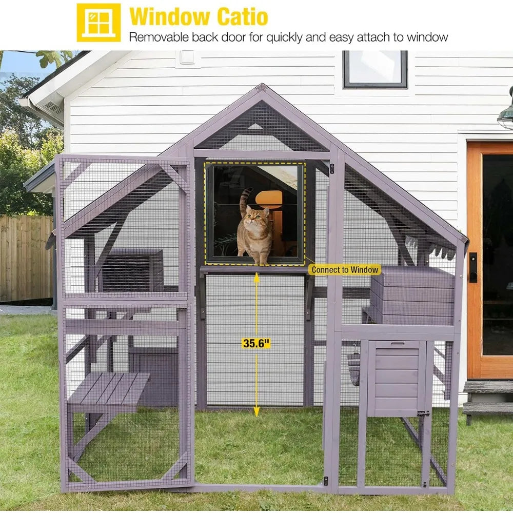Aivituvin Outdoor Cat Enclosure with Bridges and Walkways