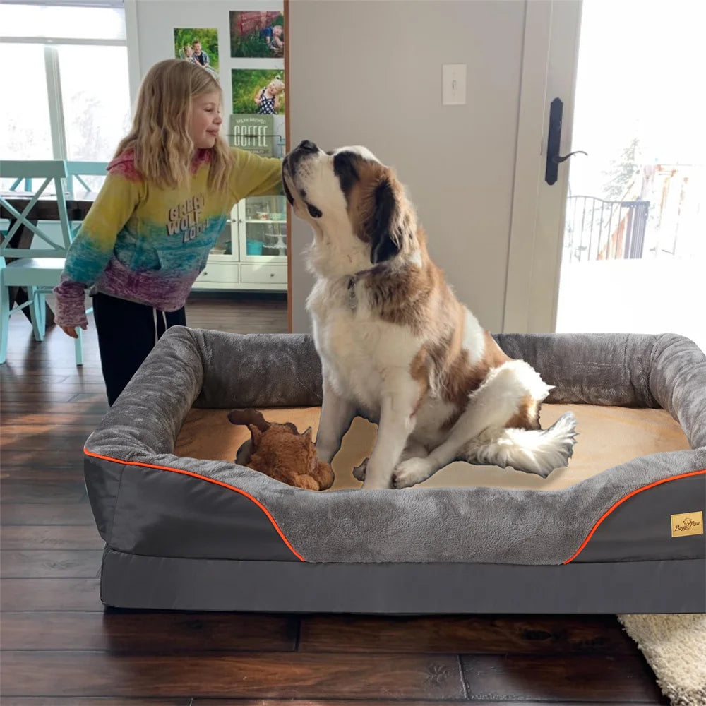 BORWARTCN Orthopedic Memory Foam Dog Bed Couch Waterproof