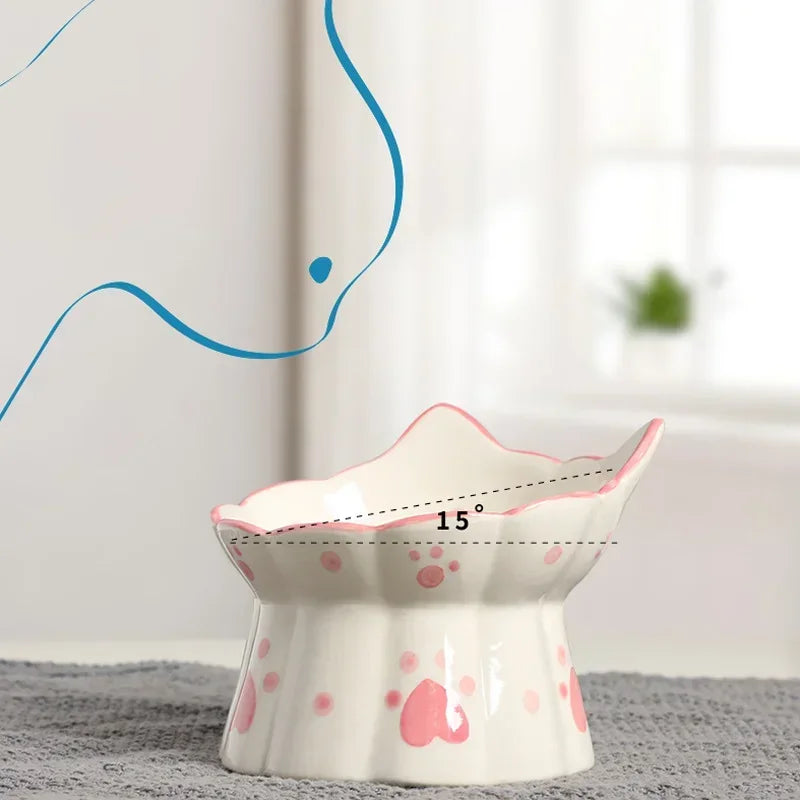 Food Bowl Pet Elevated Accessories Cat Set Drinking Water Snack Cats Ceramic Small Feeding Feeders Dogs Eating Puppy Bowls
