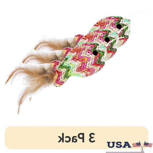 XMSJ 3 Pack Cat Wand Fish Toy Interactive Play