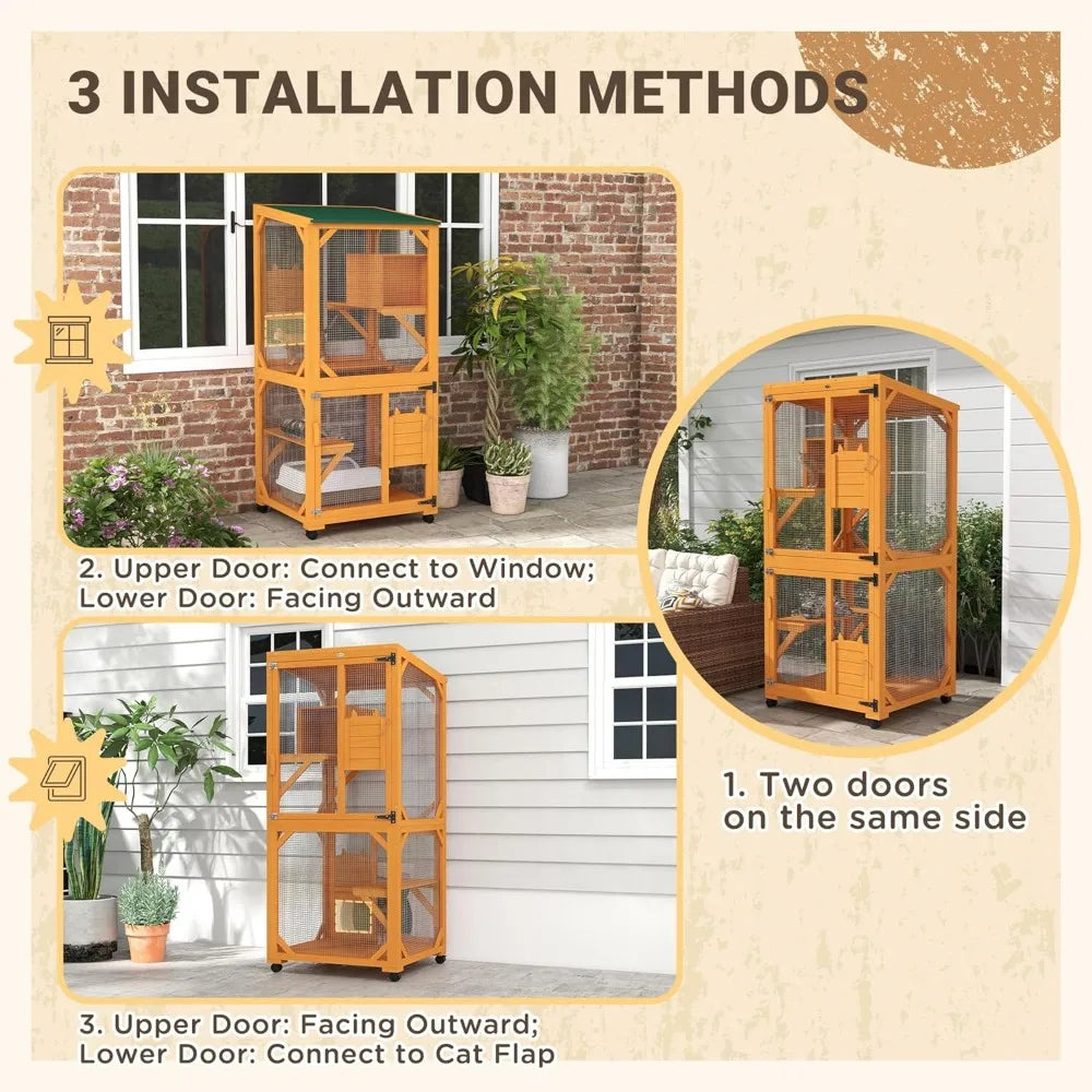 Wooden Catio Cat House by NoEnName