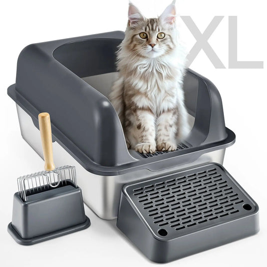 Stainless Steel Cat Litter Box with High Walls