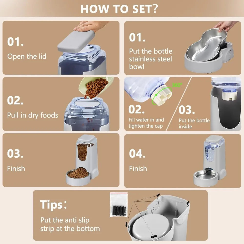 Automatic Cat Dog Feeder and Water Dispenser