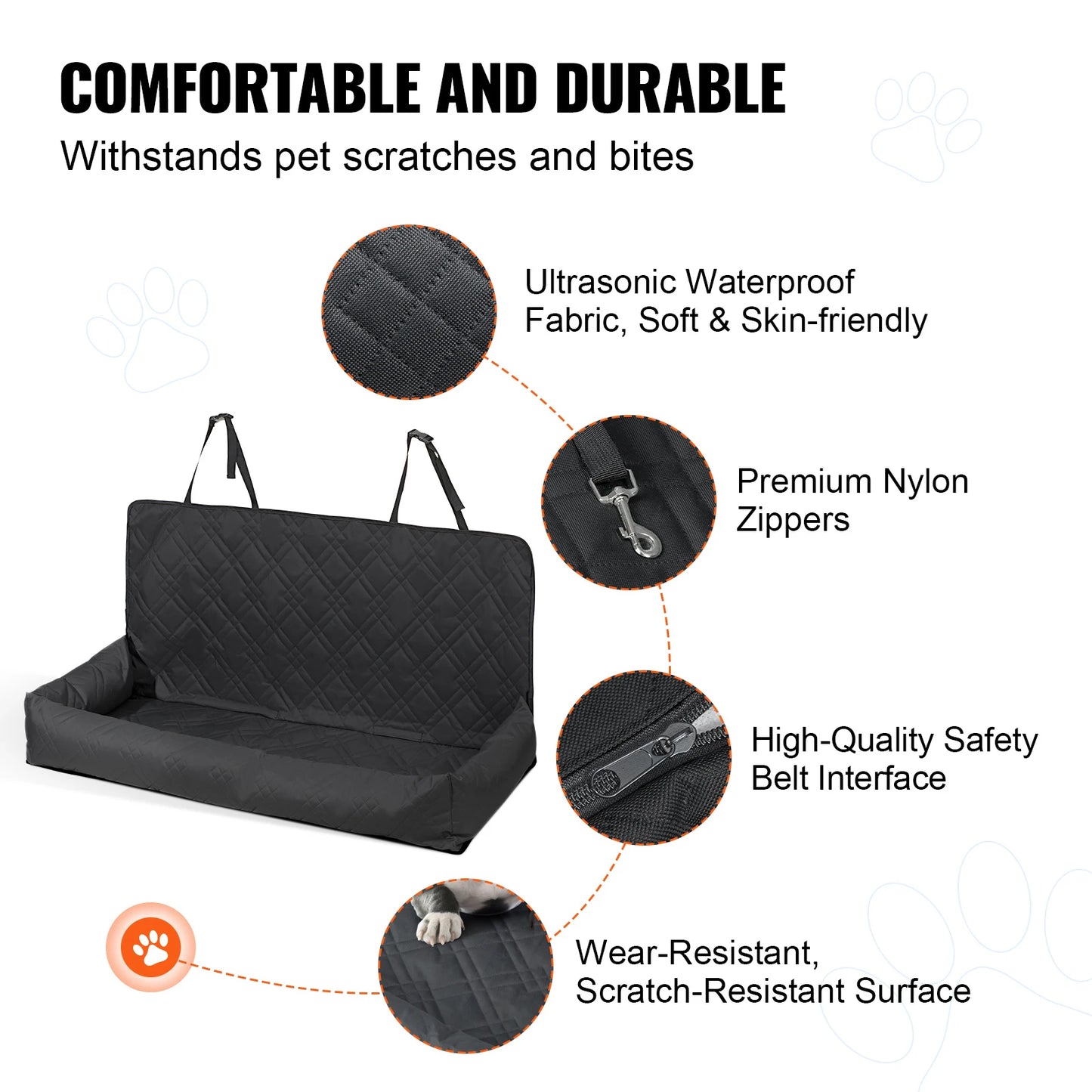 SucceBuy Dog Car Booster Seat Waterproof With Safety Leash