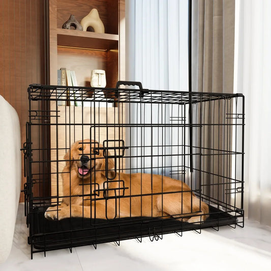Large Dog Cage with Divider and Leak-Proof Tray