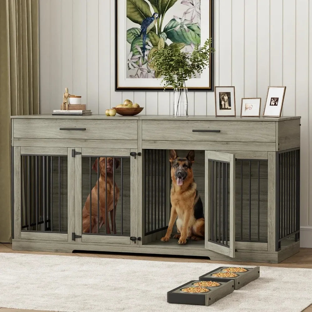 ZUIYU Large Dog Crate Furniture with Storage Drawers