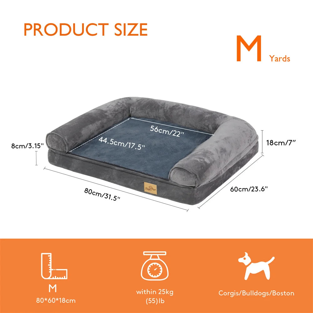 BORWARTCN Orthopedic Memory Foam Dog Bed Removable Cover