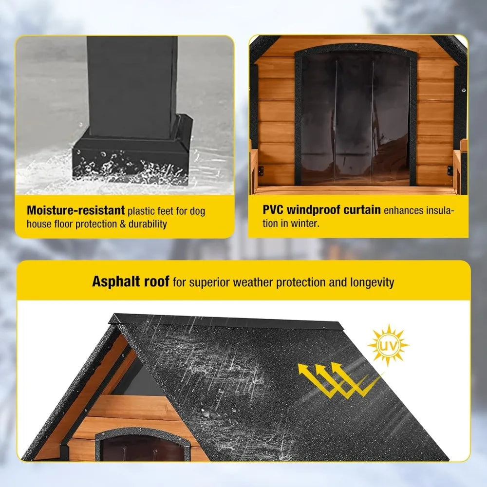 MKDK Outdoor Dog House with Insulated Liner and Iron Frame