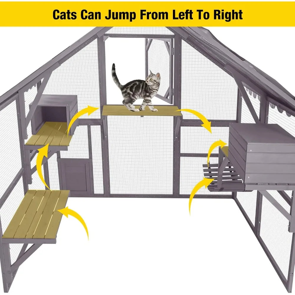 Aivituvin Outdoor Cat Enclosure with Bridges and Walkways