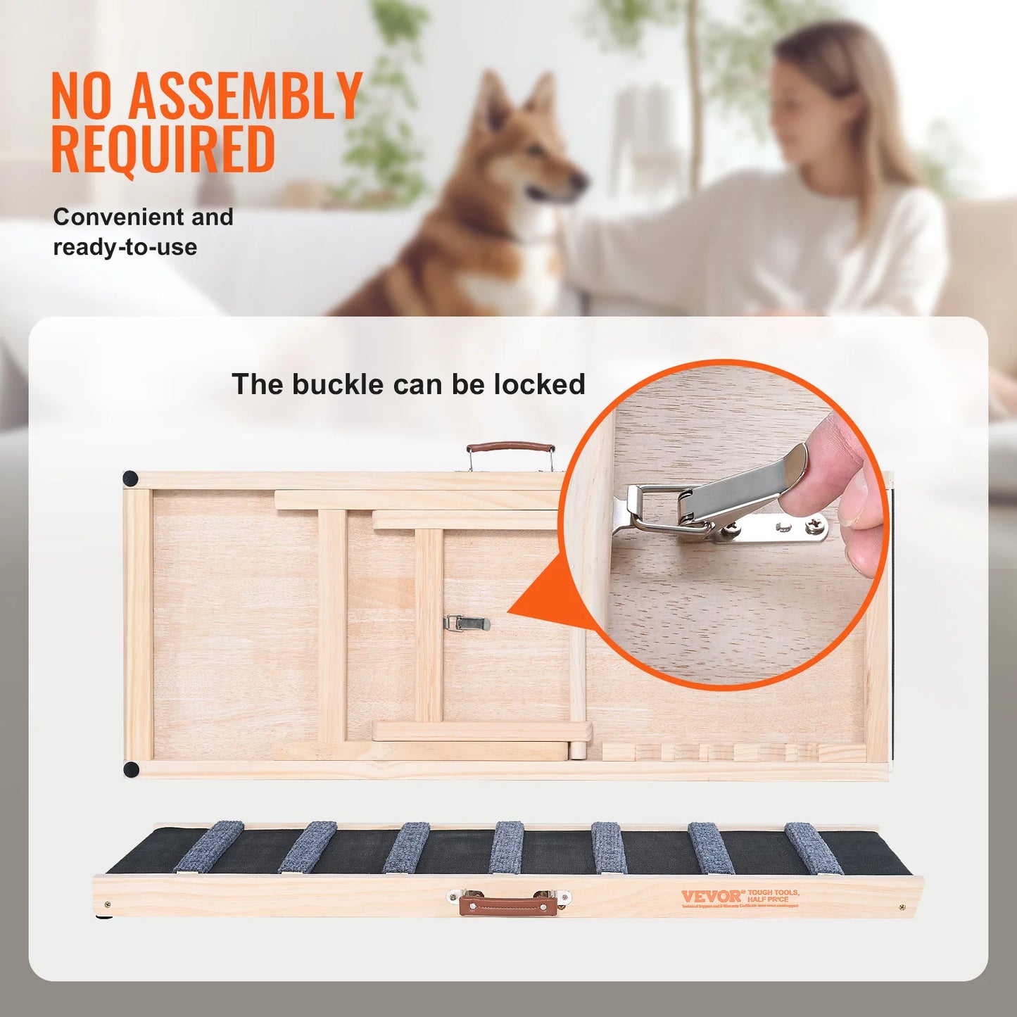 SucceBuy Adjustable Wooden Dog Ramp for Easy Climbing