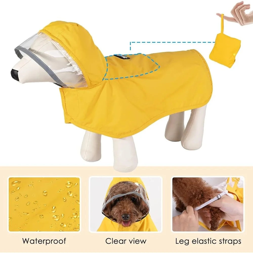 Dog Raincoat Adjustable Waterproof Jacket for Puppies