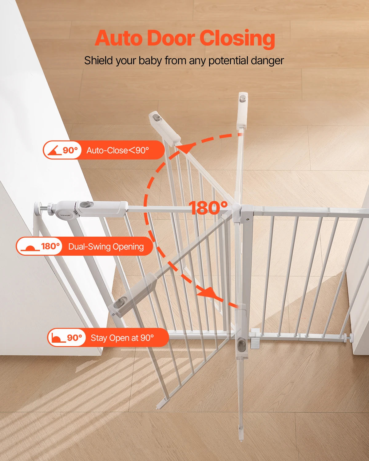 VEVOR Easy Step Walk Thru Dog Gate Security System