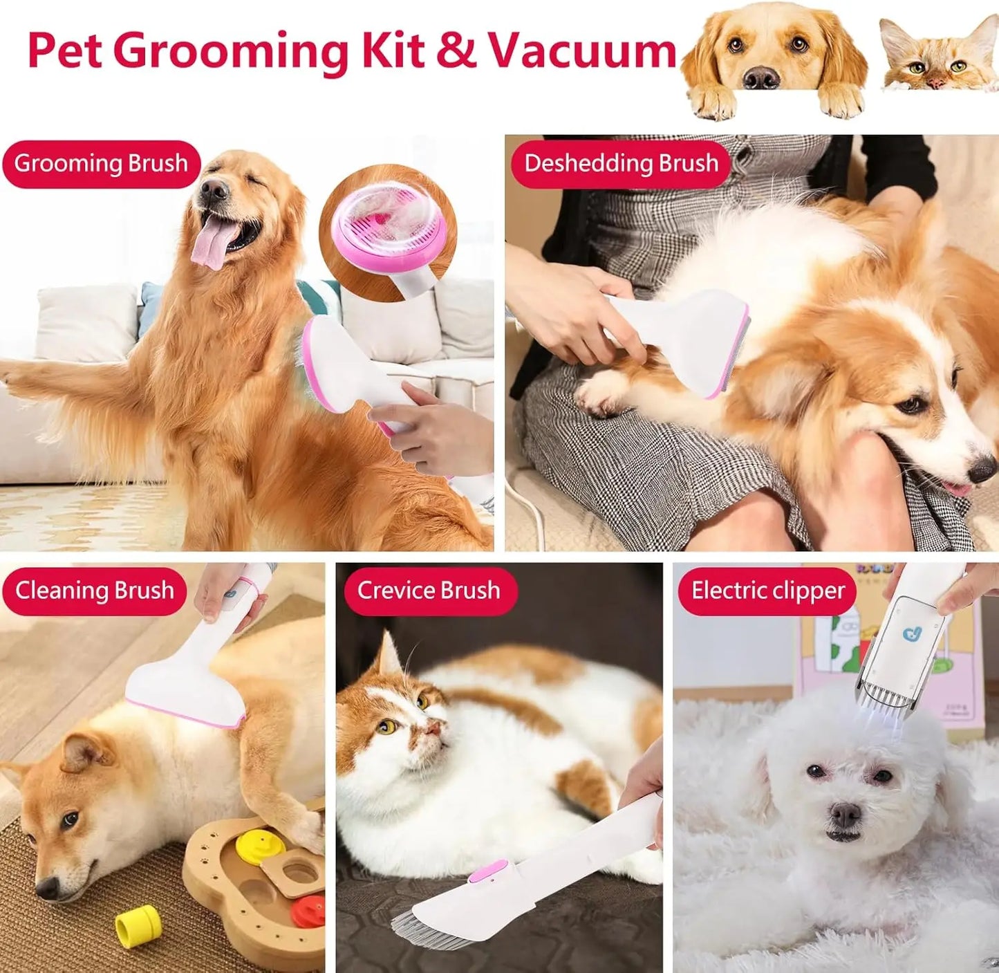 Pet Grooming Vacuum Multi-Functional Grooming Kit