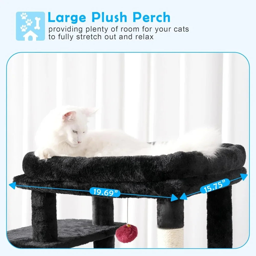 Cat Tree Tower with Multi-Level Hammock and Scratching Posts