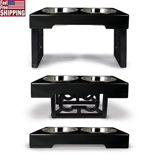 Adjustable Raised Dog Feeder with Stainless Steel Bowl Healthy Digestion and Comfort Holds 7 Cups Ideal All Dogs