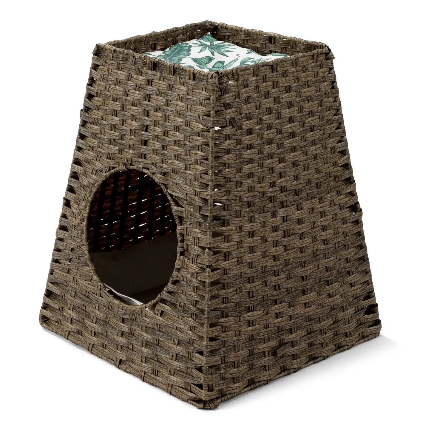 Multipurpose Rattan Cat Litter Box Enclosure Nightstand