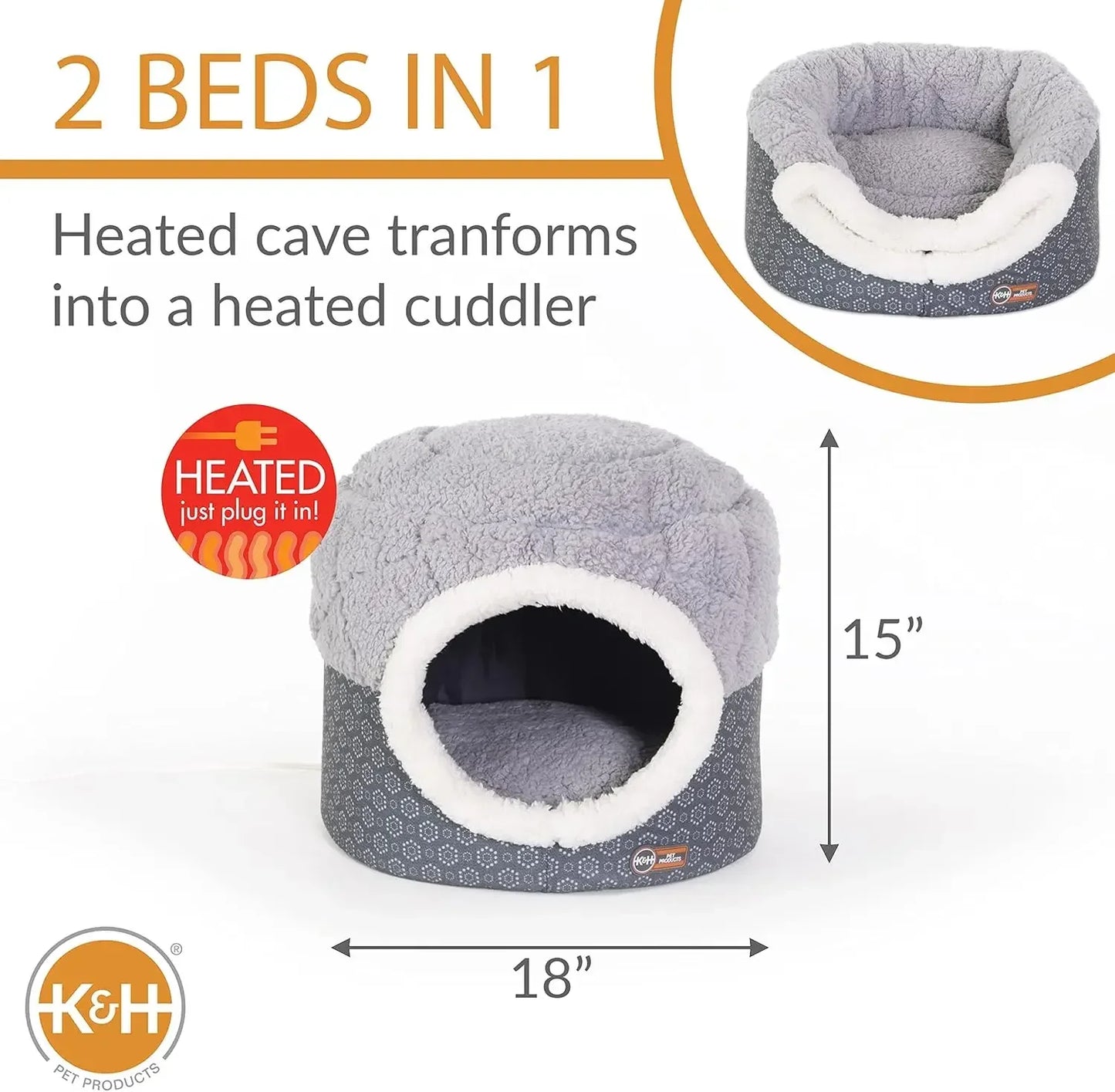 Cozy Heated Cat Bed and Cave for Indoor Cats