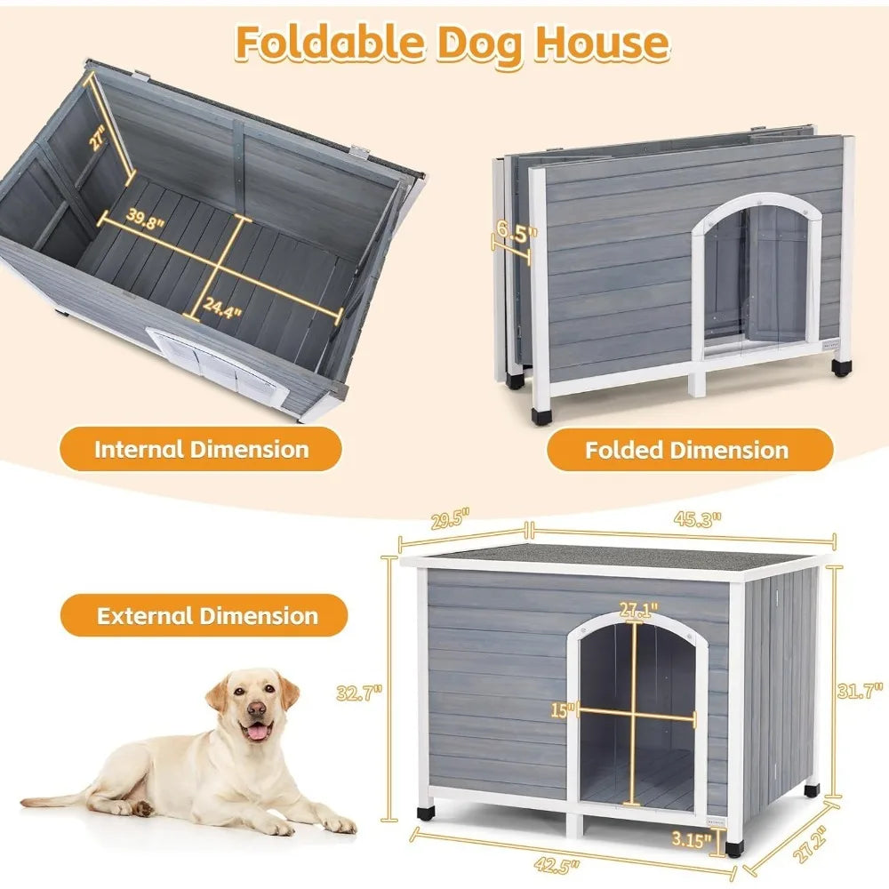 DAFIFY Folding Dog House Outdoor for Large Dogs
