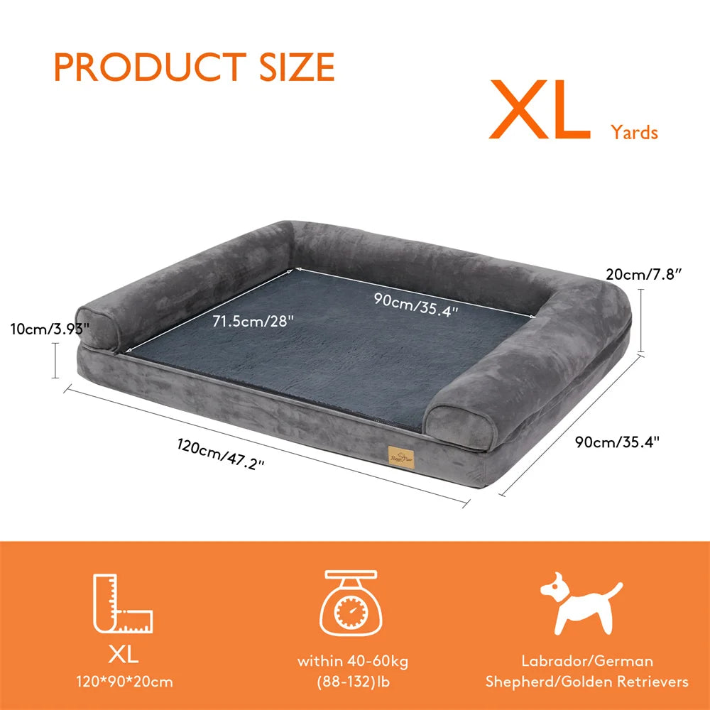 BORWARTCN Orthopedic Memory Foam Dog Bed Removable Cover
