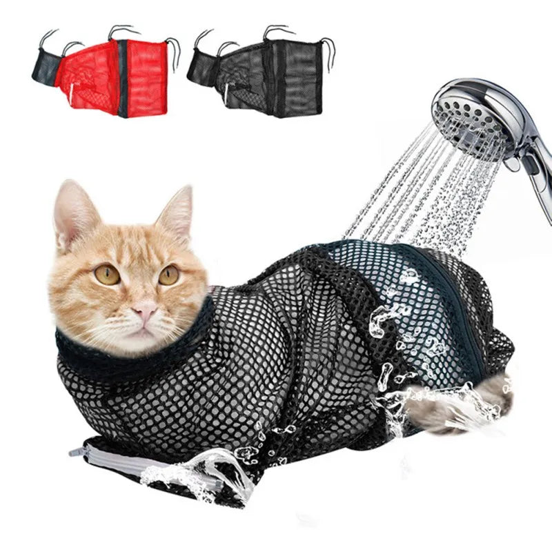 Mesh Cat Grooming Bath Bag for Easy Washing
