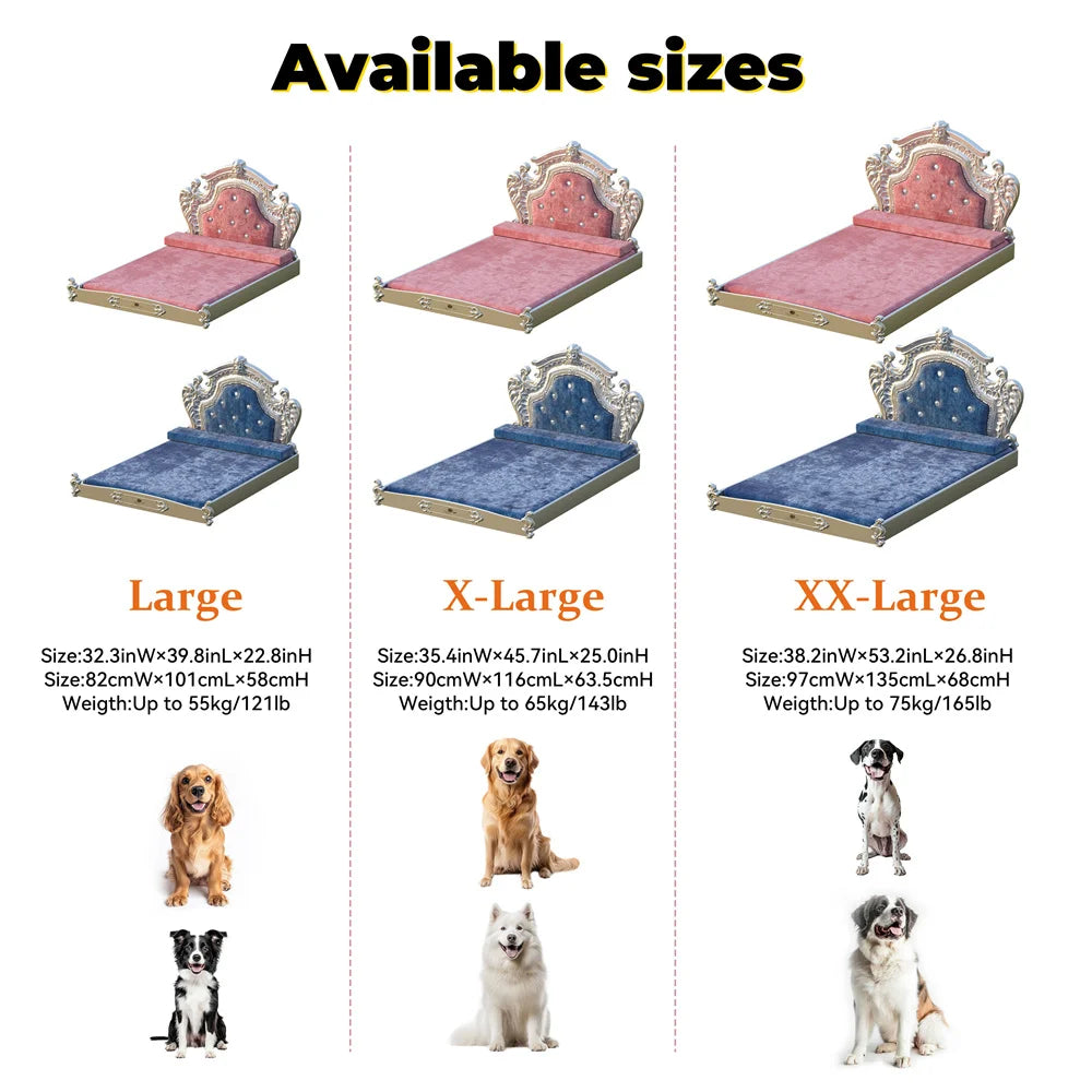 BORWARTCN Dutch Velvet Dog Bed With Headboard And Frame