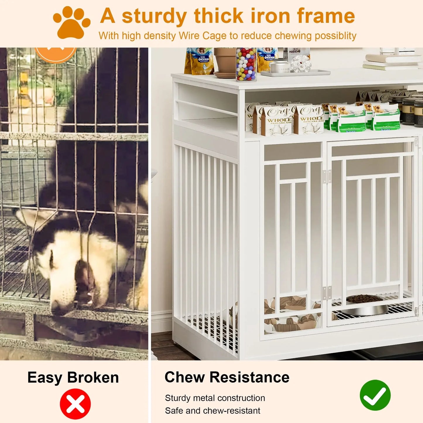 Dog Crate Furniture with Divider and Storage Drawers
