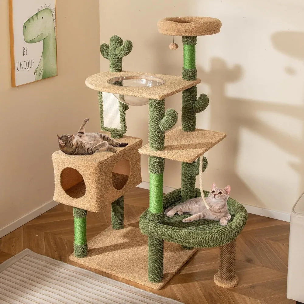 Dafify Cactus Cat Tree Tall Cat Tower with Scratching Posts