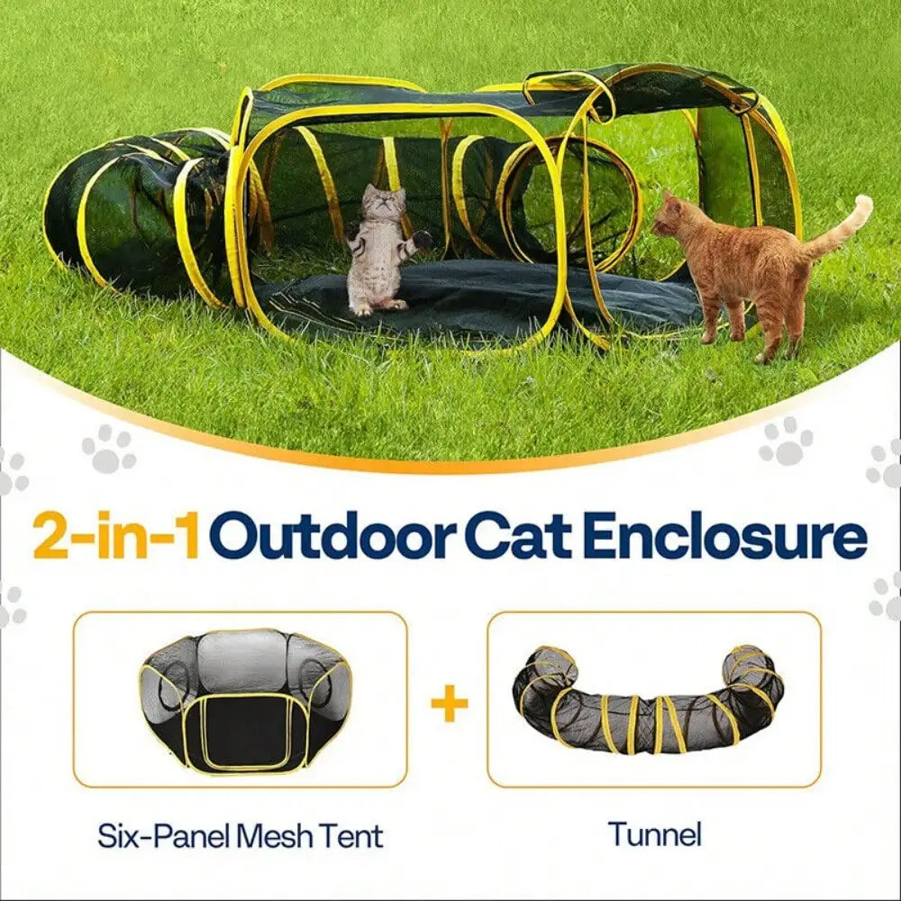 Outdoor Cat Enclosure Portable Catio Circle Playpen Tunnel