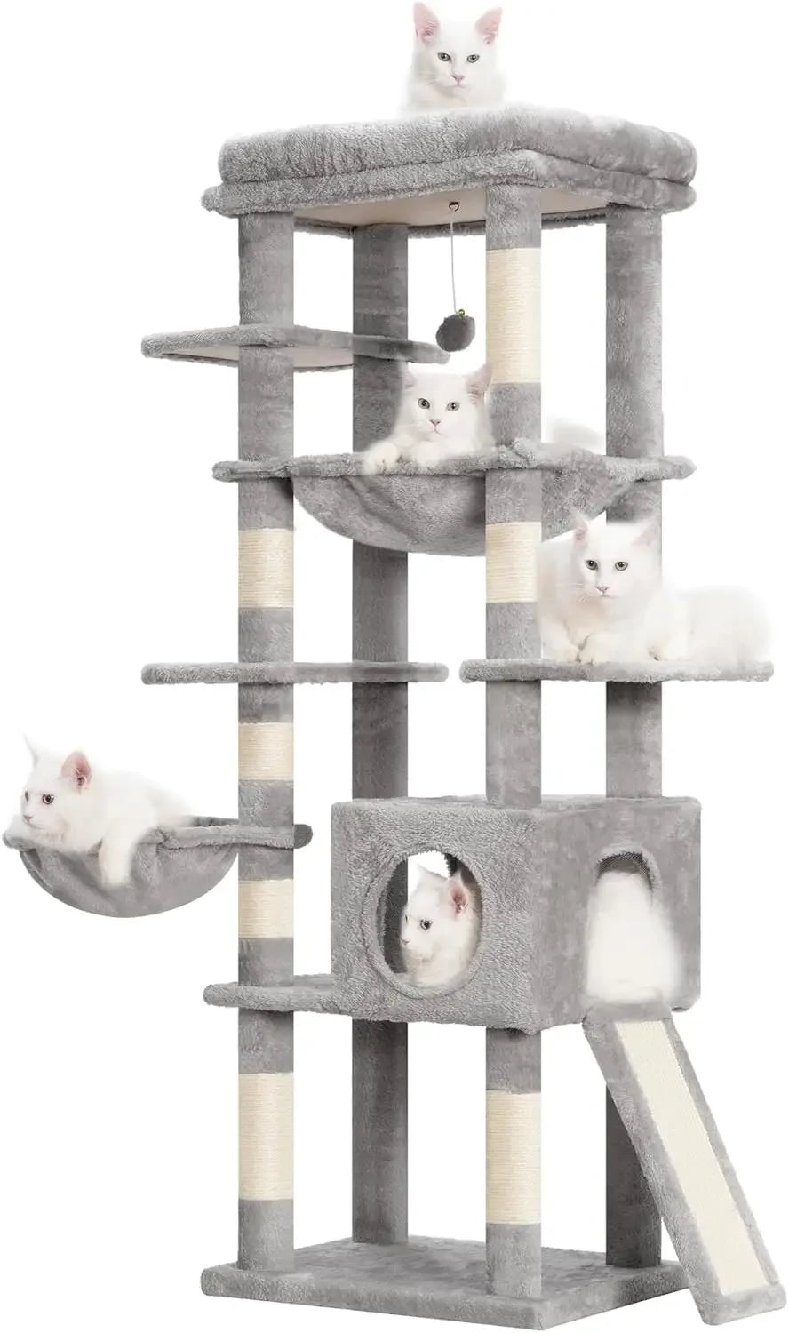Cat Tree Tower with Multi-Level Hammock and Scratching Posts